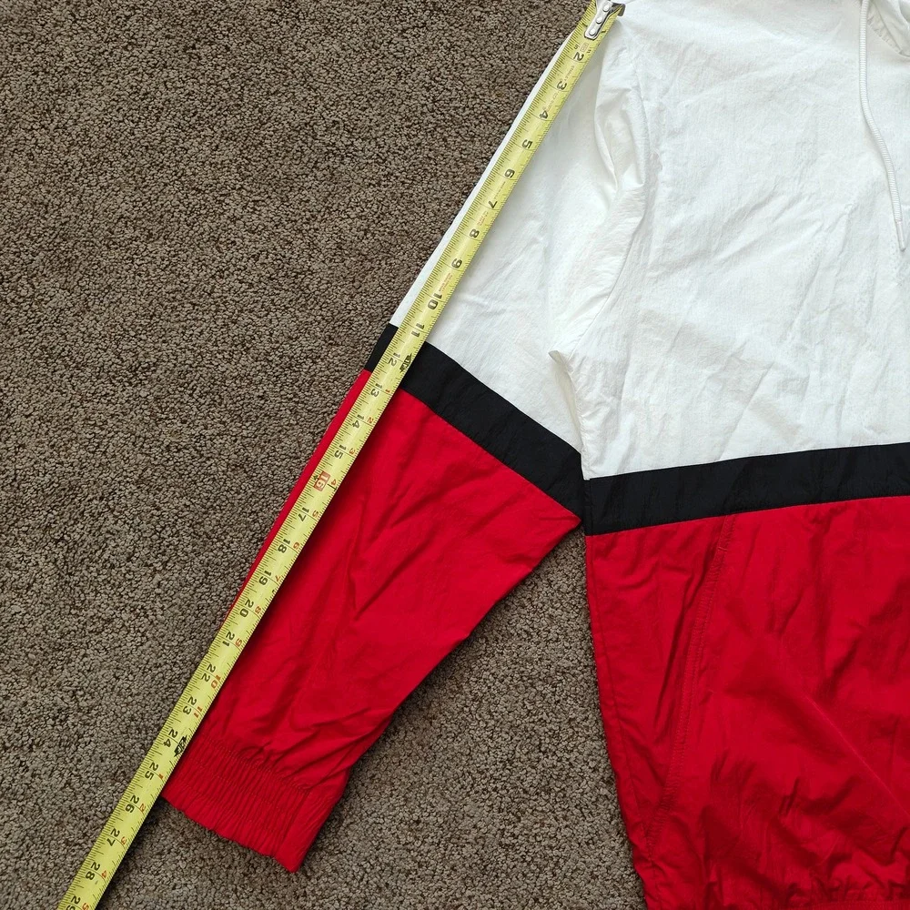 JORDAN Mens Windbreaker Jacket XXL White Red Nylon Colorblock Streetwear